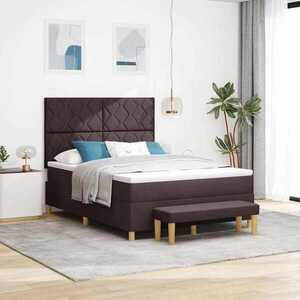Imagine vidaXL Pat cu arcuri cu headboard Maro închis 200 x 140 cm țesătură