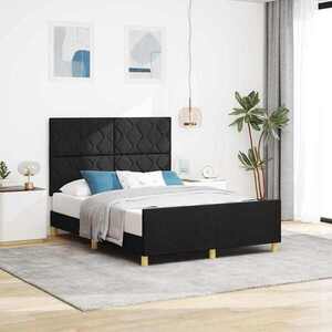 Imagine vidaXL Cadru de pat cu headboard Negru 140 x 200 cm țesătură