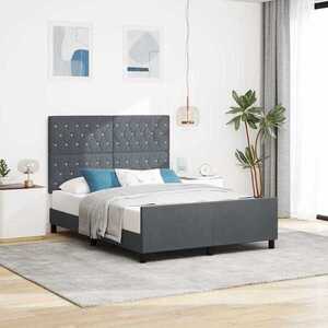 Imagine vidaXL Pat cu arcuri cu headboard Gri închis 140 x 190 cm Catifea
