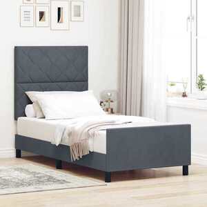 Imagine vidaXL Pat cu arcuri cu headboard Gri închis 100 x 200 cm Catifea