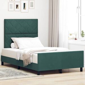 Imagine vidaXL Pat cu arcuri cu headboard Verde închis 120 x 190 cm Catifea