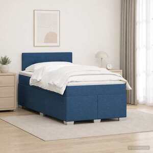 Imagine vidaXL Pat boxspring cu saltea albastru 120 x 190 cm Țesătură