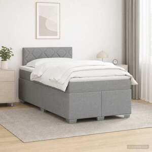 Imagine vidaXL Pat boxspring cu saltea Gri deschis 120 x 190 cm Țesătură