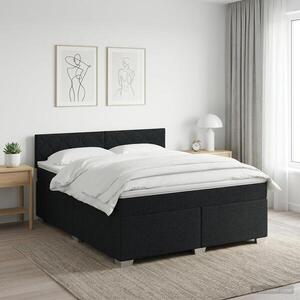 Imagine vidaXL Pat boxspring cu saltea Negru 140 x 190 cm Țesătură