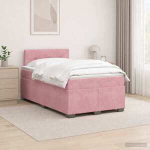 Imagine vidaXL Pat boxspring cu saltea cu headboard Roz 120 x 190 cm Catifea