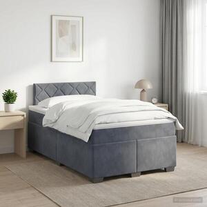 Imagine vidaXL Pat boxspring cu saltea Gri închis 120 x 190 cm Catifea