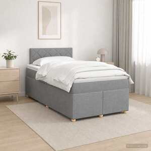Imagine vidaXL Pat boxspring cu saltea Gri deschis 120 x 190 cm Țesătură