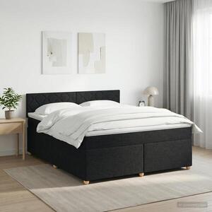 Imagine vidaXL Pat boxspring cu saltea Negru 140 x 190 cm Țesătură
