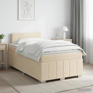 Imagine vidaXL Pat boxspring cu saltea cu headboard Crem 120 x 190 cm Țesătură