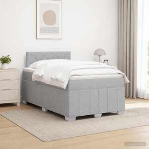 Imagine vidaXL Pat boxspring cu saltea Gri deschis 120 x 190 cm Țesătură