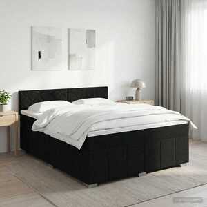 Imagine vidaXL Pat boxspring cu saltea Negru 140 x 190 cm Țesătură