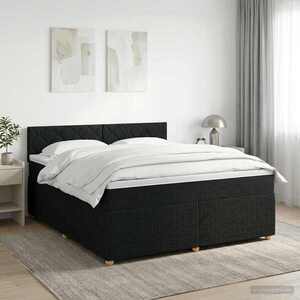 Imagine vidaXL Pat boxspring cu saltea Negru 140 x 190 cm Țesătură