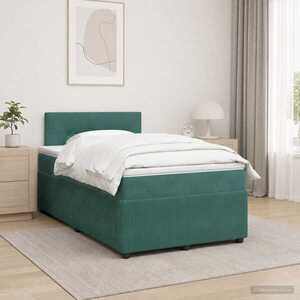 Imagine vidaXL Pat boxspring cu saltea Verde închis 120 x 190 cm Catifea