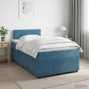 Imagine vidaXL Pat boxspring cu saltea albastru 120 x 190 cm Catifea