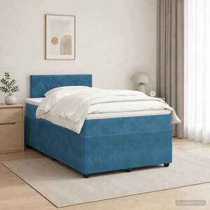 Imagine vidaXL Pat boxspring cu saltea albastru 120 x 190 cm Catifea
