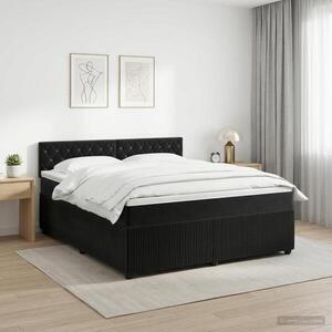 Imagine vidaXL Pat boxspring cu saltea cu headboard Negru 140 x 190 cm Catifea