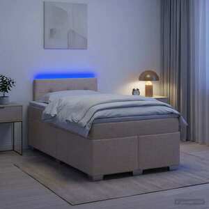 Imagine vidaXL Pat box spring cu saltea și LED Crem 120 x 190 cm Țesătură