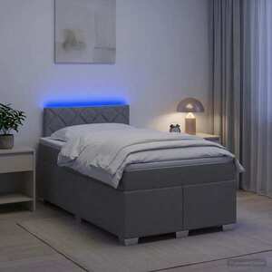 Imagine vidaXL Pat box spring cu saltea și LED Gri deschis 120 x 190 cm