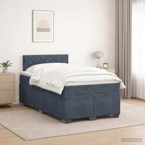Imagine vidaXL Pat box spring cu saltea și LED Gri închis 120 x 190 cm Catifea