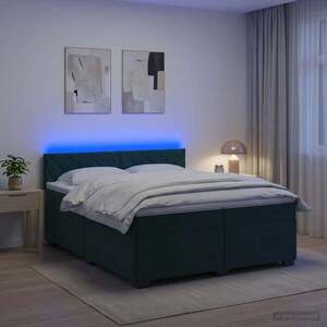 Imagine vidaXL Pat box spring cu saltea și LED Verde închis 200 x 200 cm
