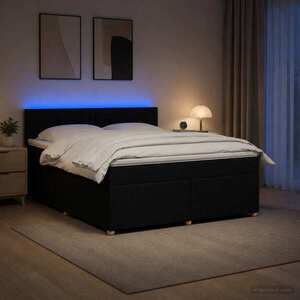 Imagine vidaXL Pat boxspring cu saltea Negru 140 x 190 cm Țesătură