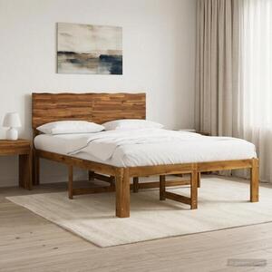 Imagine vidaXL Cadru de pat dublu cu spătar ROSTOCK natural 135 x 190 cm