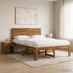 Imagine vidaXL Cadru de pat dublu cu spătar ROSTOCK natural 140 x 190 cm