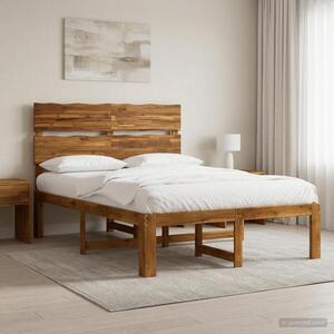 Imagine vidaXL Cadru de pat dublu cu spătar ROSTOCK natural 135 x 190 cm