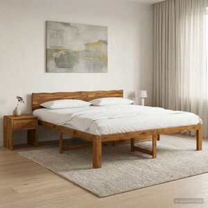Imagine vidaXL Cadru de pat dublu cu spătar ROSTOCK natural 193 x 203 cm