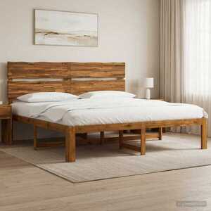 Imagine vidaXL Cadru de pat dublu cu spătar ROSTOCK natural 193 x 203 cm