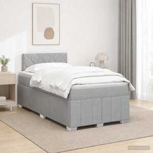Imagine vidaXL Pat boxspring cu saltea Gri deschis 120 x 190 cm Țesătură