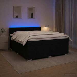 Imagine vidaXL Pat boxspring cu saltea Negru 140 x 190 cm Țesătură