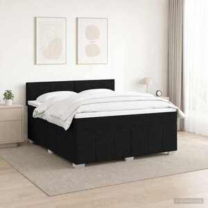 Imagine vidaXL Pat boxspring cu saltea Negru 140 x 200 cm Țesătură