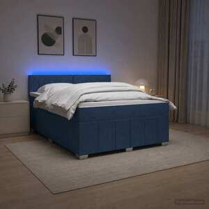 Imagine vidaXL Pat boxspring cu saltea albastru 160 x 200 cm Țesătură