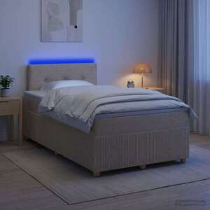 Imagine vidaXL Pat boxspring cu saltea cu benzi LED Crem 120 x 190 cm Țesătură