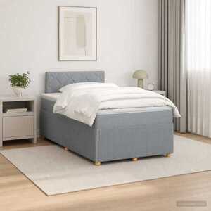 Imagine vidaXL Pat boxspring cu saltea Gri deschis 120 x 190 cm Țesătură