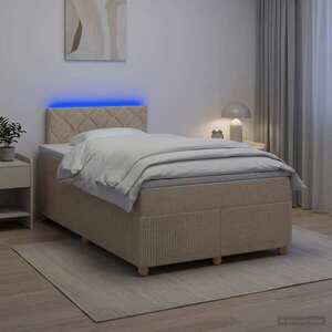 Imagine vidaXL Pat boxspring cu saltea cu benzi LED Crem 120 x 190 cm Țesătură