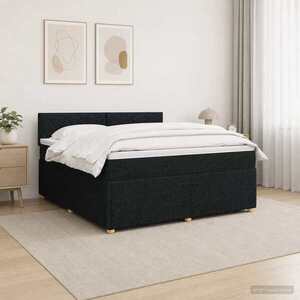 Imagine vidaXL Pat boxspring cu saltea Negru 140 x 190 cm Țesătură