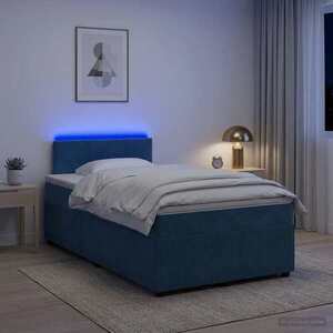Imagine vidaXL Pat boxspring cu saltea albastru 120 x 190 cm Catifea