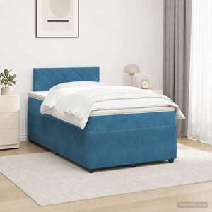 Imagine vidaXL Pat boxspring cu saltea albastru 120 x 190 cm Catifea