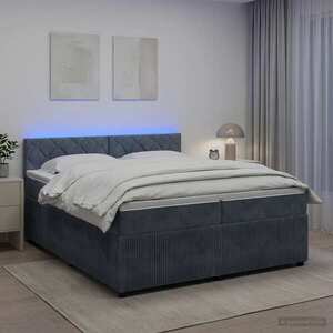 Imagine vidaXL Pat boxspring cu saltea Gri închis 200 x 200 cm Catifea