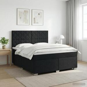 Imagine vidaXL Pat boxspring cu saltea Negru 140 x 190 cm Țesătură