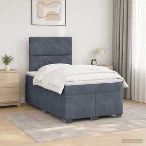 Imagine vidaXL Pat boxspring cu saltea Gri închis 120 x 190 cm Catifea
