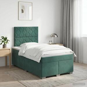 Imagine vidaXL Pat boxspring cu saltea Verde închis 120 x 200 cm Catifea