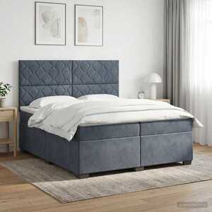 Imagine vidaXL Pat boxspring cu saltea Gri închis 200 x 200 cm Catifea
