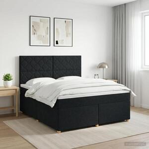 Imagine vidaXL Pat boxspring cu saltea Negru 140 x 190 cm Țesătură