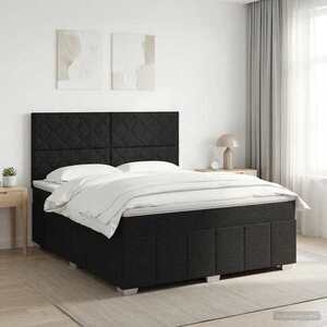 Imagine vidaXL Pat boxspring cu saltea Negru 140 x 190 cm Țesătură