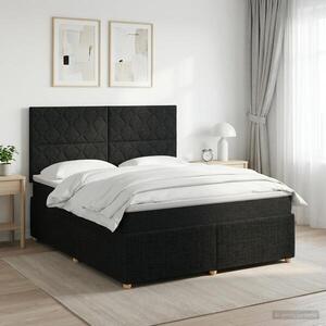 Imagine vidaXL Pat boxspring cu saltea Negru 140 x 190 cm Țesătură