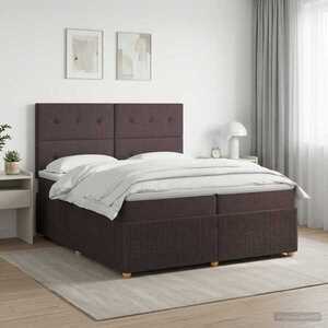 Imagine vidaXL Pat boxspring cu saltea Maro închis 200 x 200 cm Țesătură