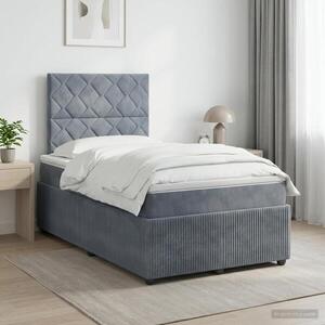 Imagine vidaXL Pat boxspring cu saltea Gri închis 120 x 190 cm Catifea